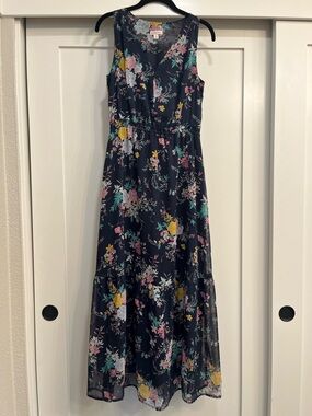 Merona Navy Floral Sleeveless Maxi Dress